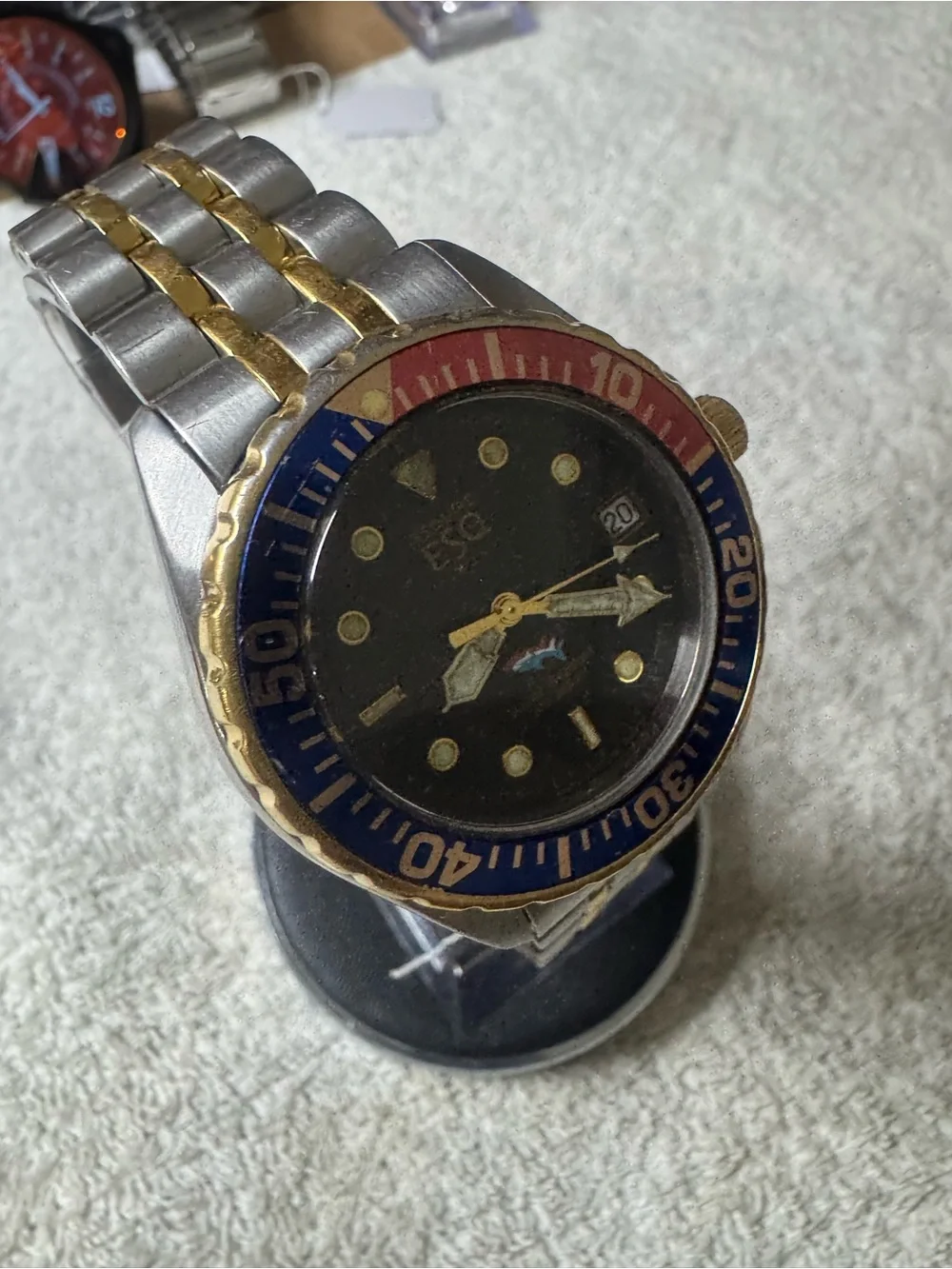 Esq movado Swiss Men's Diver Watch - Blue & Red Bezel, Black Dial